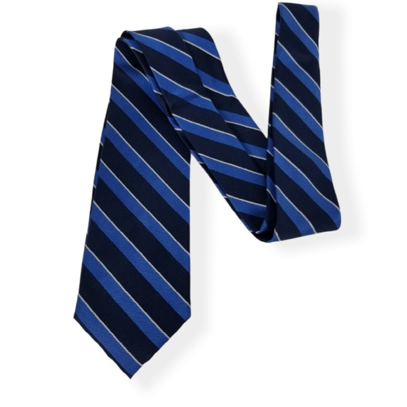Tommy Hilfiger Blue Striped Silk Tie - Picture 8 of 16